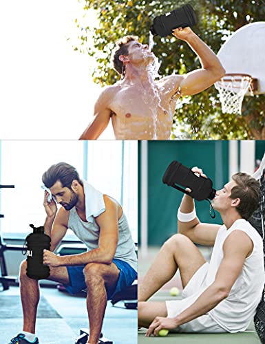 VENNERLI Trinkflasche Sport 2,2L Wasserflasche Fitness Flasche Training Groß Plastik Gym Bottle Sportflasche mit Griff BPA Frei Auslaufsicher Ideal für Sport Gym Fitness Büro Heim (Matt-schwarz)