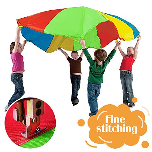 Image of Kids Parachute - 6ft Play Parachute with 9 Handles, Multicolored for Indoor Outdoor Games
