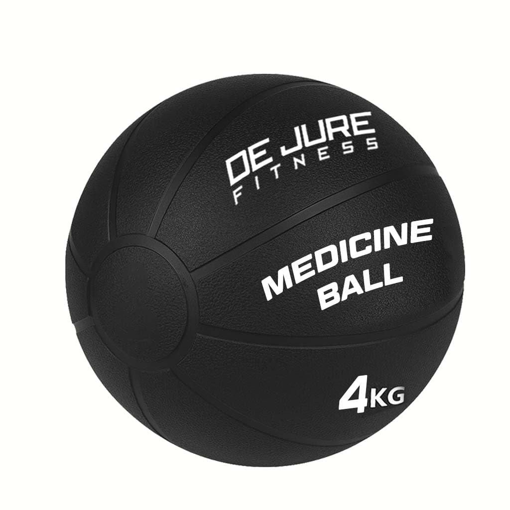 DE JURE FITNESS Medicine Ball | Rubber Exercise Ball with Textured Grip | Full Body Workout Ball for Core Strength, Balance, Functional Training | Upper & Lower Body Home Gym Equipment - 4 KG