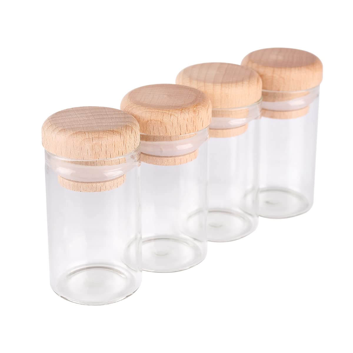 Reagenzgläser aus klarem Glas, Reagenzgläser aus Glas mit Korkstopfen, 5 Stück, 20-ml-Flaschen, Gläser, Fläschchen Holzkappen