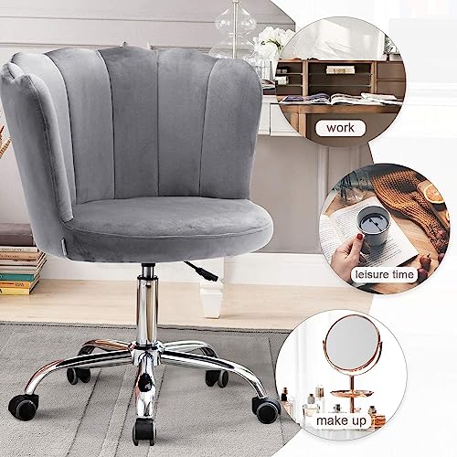 Recaceik Velvet Home Office Chair, Modern Adjustable Swivel Shell Desk Chair For Living Room Upholstered Cute Vanity Chair With Wheels, Comfy Task Chair Accent Chair For Living Room Bedroom Makeup #TOP5