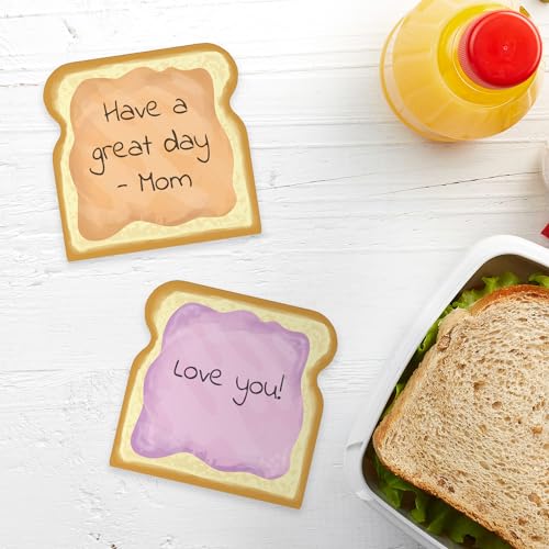 Image of Peanut Butter and Jelly Sticky Note Assortment / 4 inch x 4 inch Repositionable Jam Sticky Notes /Set of 3 Funny Food Note Pads /Made in The USA