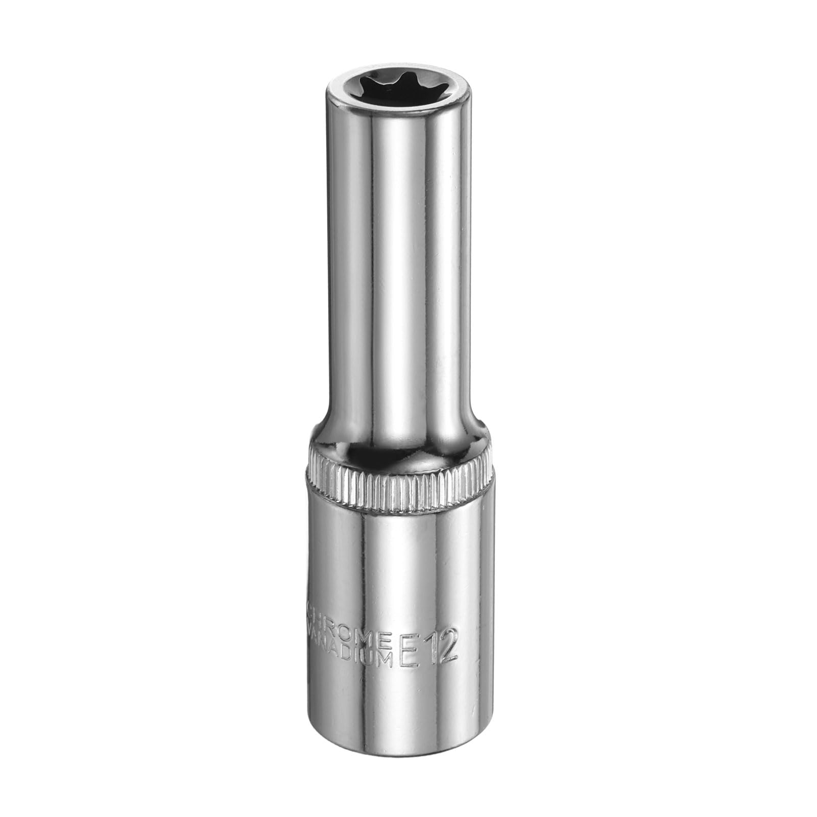 sourcing map E-Torx Socket 1/2" Drive E12 Star Female Socket 3.1" Length External Torx Deep Sleeve Chrome Plating 6 Point Spline Sleeve for Auto Repairs Home Maintenance