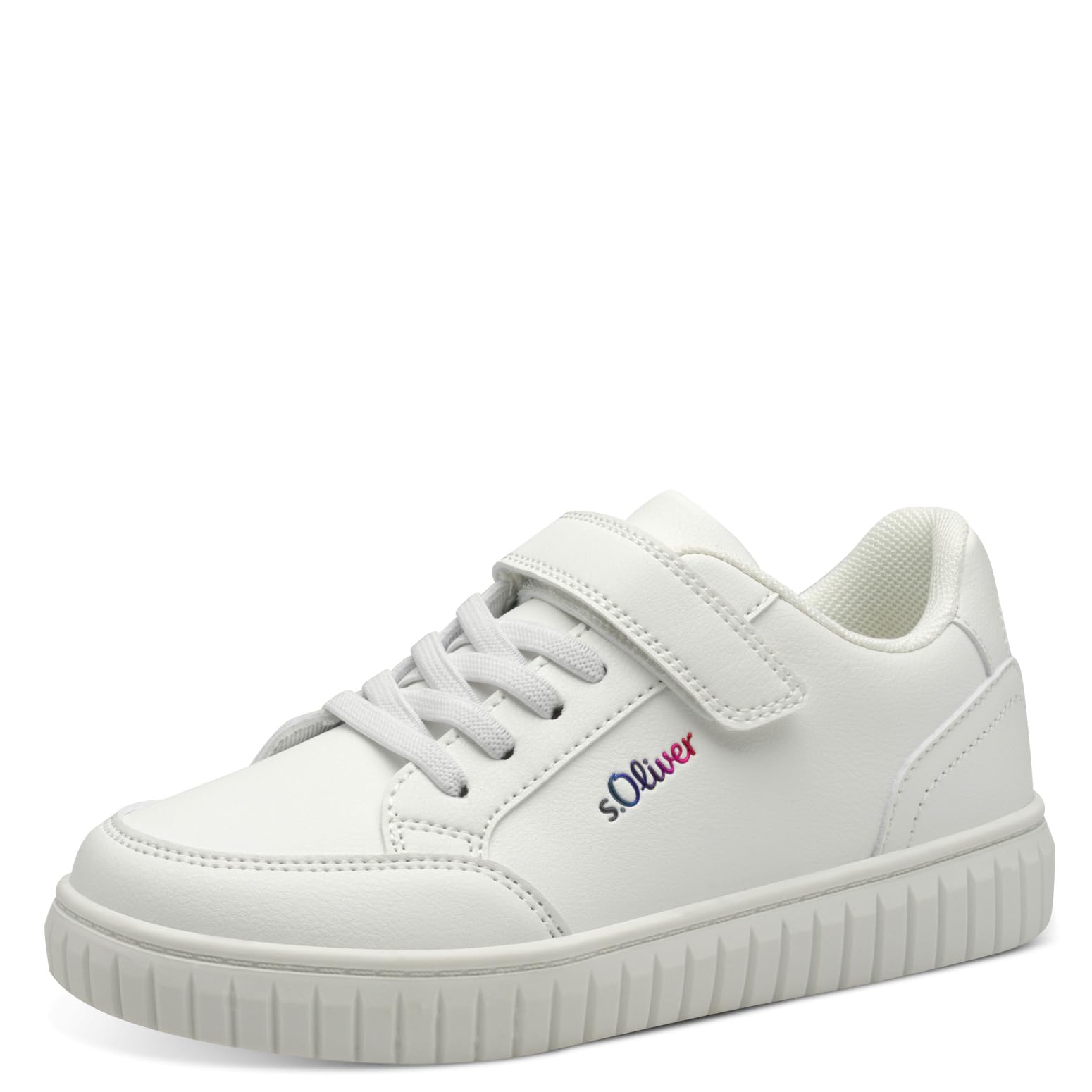 s.Oliver Girls' Flat Trainers with Fastening, Comfortable, White, 1.5 UK