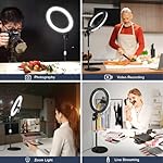 Desk Ring Light with Stand - 10.5'' Desktop Ring Light with Phone Holder for Video Recording, Circle Light for Computer Zoom Meeting Video Conference Lighting Video Calls Podcast Streaming - Image 2