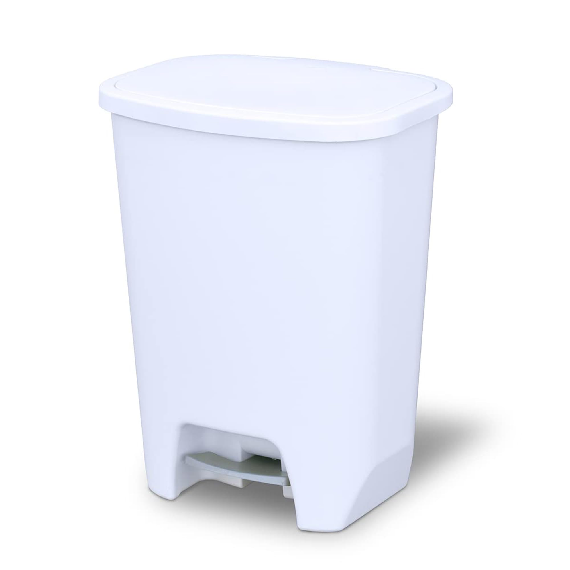 Glad Kitchen Trash Can 20 Gallon | Large Plastic Waste Bin with Odor Protection of Lid | Hands Free with Step On Foot Pedal and Garbage Bag Rings, White