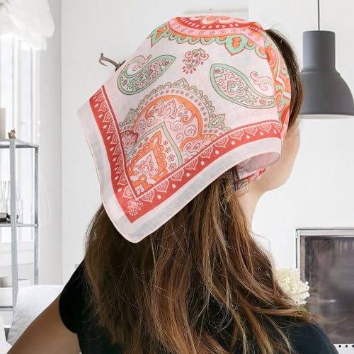 22.8 * 22.8in Linen Small Square Scarf – Soft, Breathable, Artistic Decorative Neck Scarf for Women