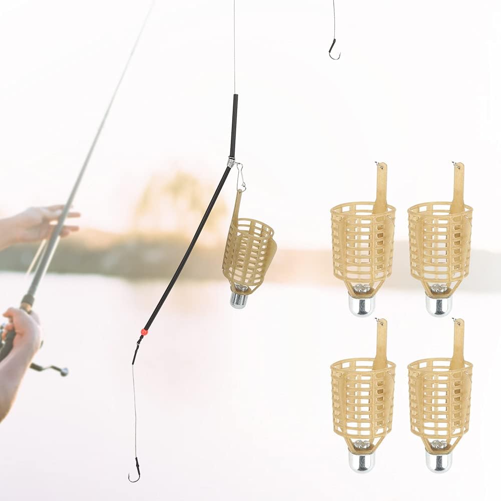 Fishing Lure Cage Lightweight 4Pcs Fishing Bait Trap Basket Fine Machining with Built in Weight, 4PCS Portable Fishing Bait Cage, for Carp Fishing (30g, Sell 4) Köderbehälter