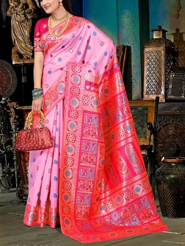 Generic pink baluchari silk saree – image 4