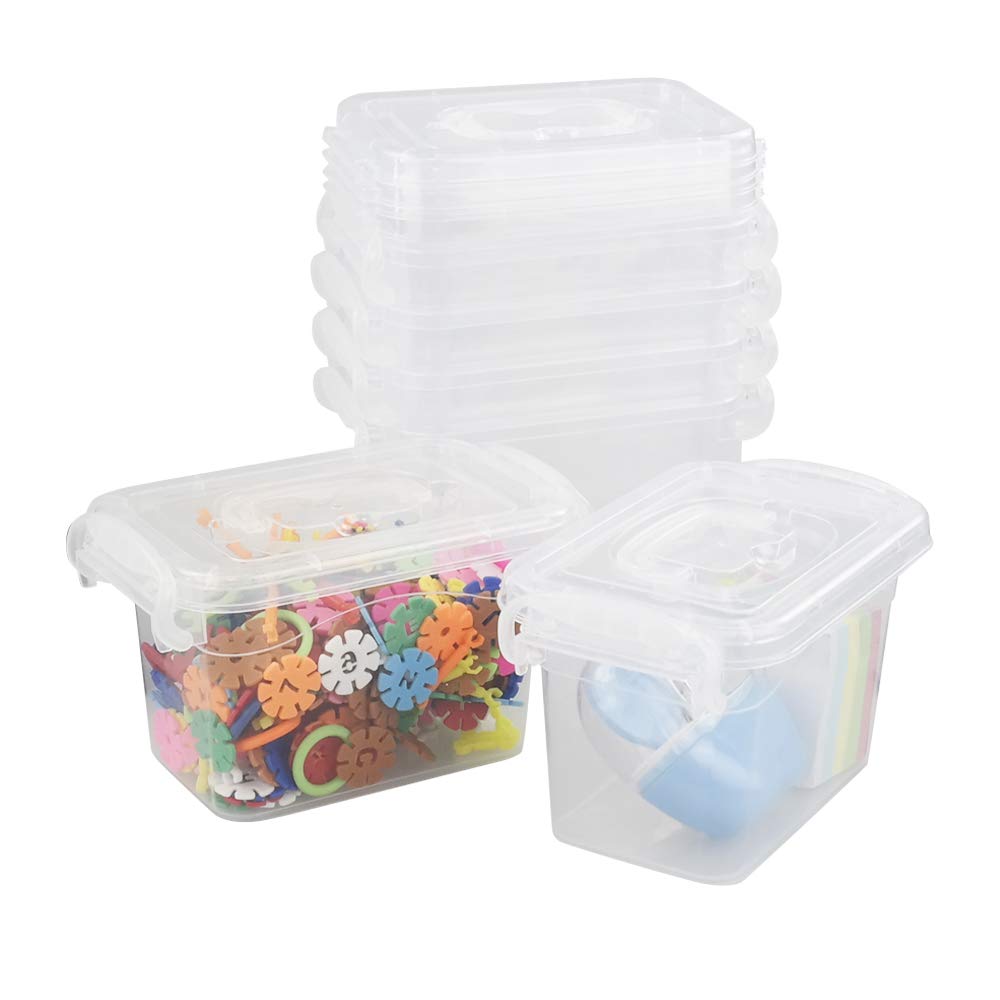 CadineUS 2 L Storage Bins, 6 Pack Small Boxes with Lids, Clear Plastic Boxes