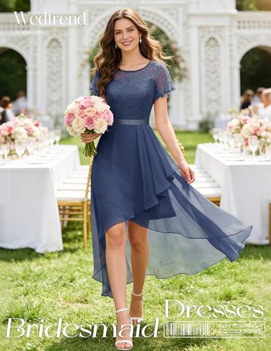Image of Wedtrend Women's Formal Wedding Guest Dress Ruffle Bridesmaid Dress Flutter Sleeve Prom Dresses for Teens