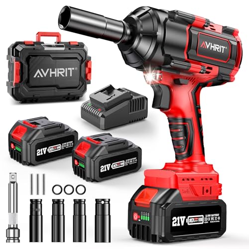 Cordless Impact Wrench, 1500Nm/1106Ft-lbs Electric Impact Gun 1/2 Inch with 2x4.0Ah Batteries, High Torque Impact Driver for Car/Truck RV/Mower