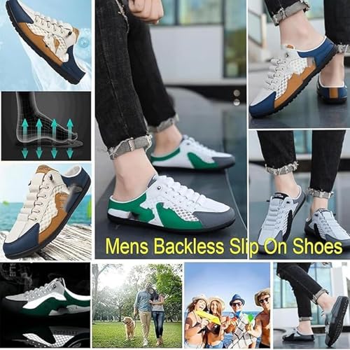 Men's Backless Sneakers,New Summer Slip-on Men's Sports Slippers, Casual Mule Open Back Sneakers Sports Shoes Low-Top Walking Outdoor Shoes3