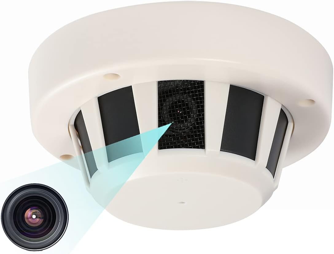 Revotech HD 3MP Indoor PoE IP Camera with Microphone, Smoke Detector Type Security Camera P2P H.265 3MP CCTV Video Cam No Night Vision(I239-P-Audio)