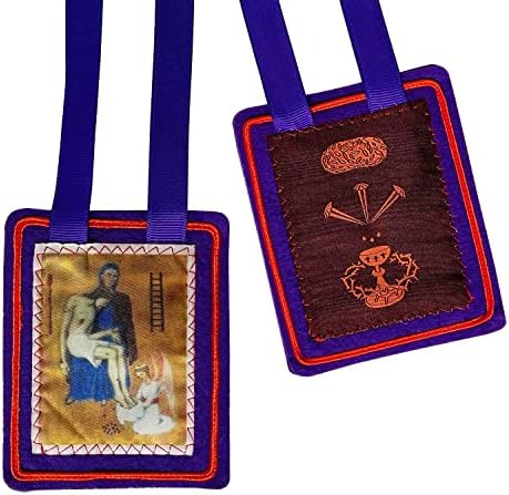 Scapulars Catholic,Purple Scapular of Benediction and Protection, Escapularios Catolicos, Handmade Scapulars Catholic Necklace Gift for First Holy Communion or Confirmation, Wool, No Gemstone
