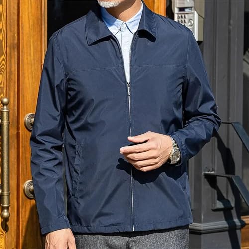 Men's Solid Color Lightweight Dressy Jacket Lapel Zipper Business Casual Jacket2