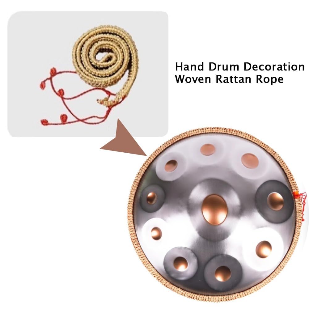 Corde de rotin de décoration de handpan, corde de tambour de langue faite à la main, rotin tressé fait à la main, tambour de casserole de protection de main, pour tambours de 22 pouces