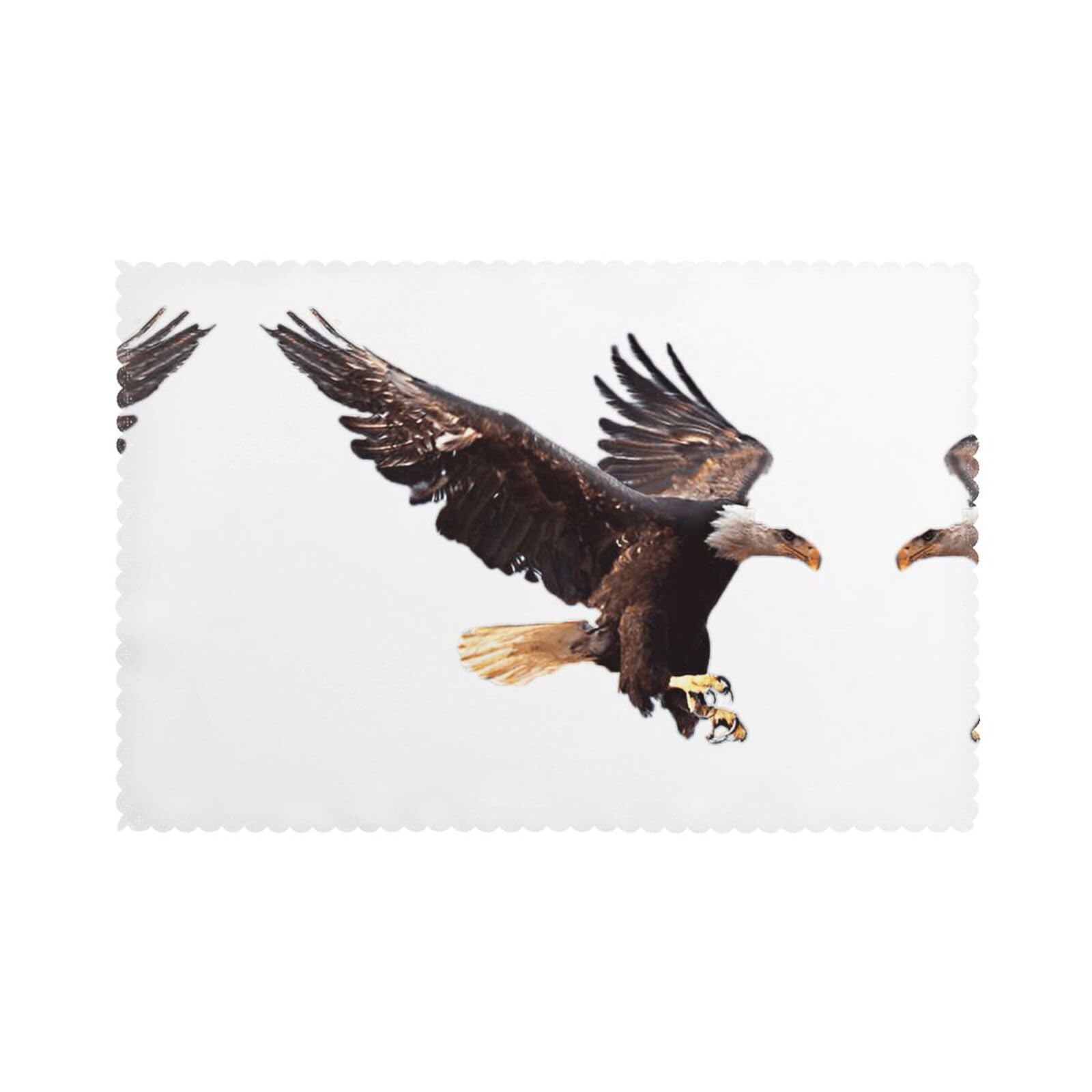 Eagle Print Placemats Set Of 6, 12x18 Inch Polyester Washable Heat Resistant Kitchen Dining Table Mats