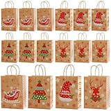 Shrubz 12 Bolsas de Regalo Navidad, Bolsas de papel kraft con Asas Bolsas Regalo Navidad natal de regalo navideñas embalaje de regalos, bolsas de regalo para las fiestas navideñas