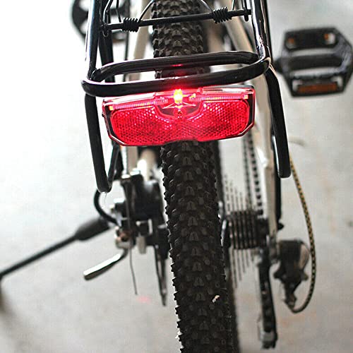 TEAMWILL 1PC Cycling Bicycle Rear Reflector LED Tail Light Fit for Luggage Rack Acces Bike (Battery NOT Included)