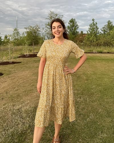 Image of STYLEWORD Womens Summer Casual Short Sleeve Flowy Midi Beach Dress