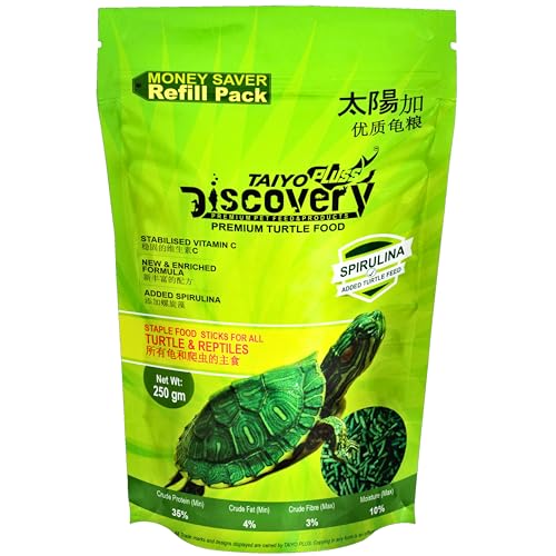 Image of Taiyo Pluss Discovery Turtle Food - 250 g Refill Pouch (Pack of 1) Super Saver (Improved Formula) | Complete Daily Nutrition Sticks with Spirulina & Vitamin C | Supports Shell Strength & Growth