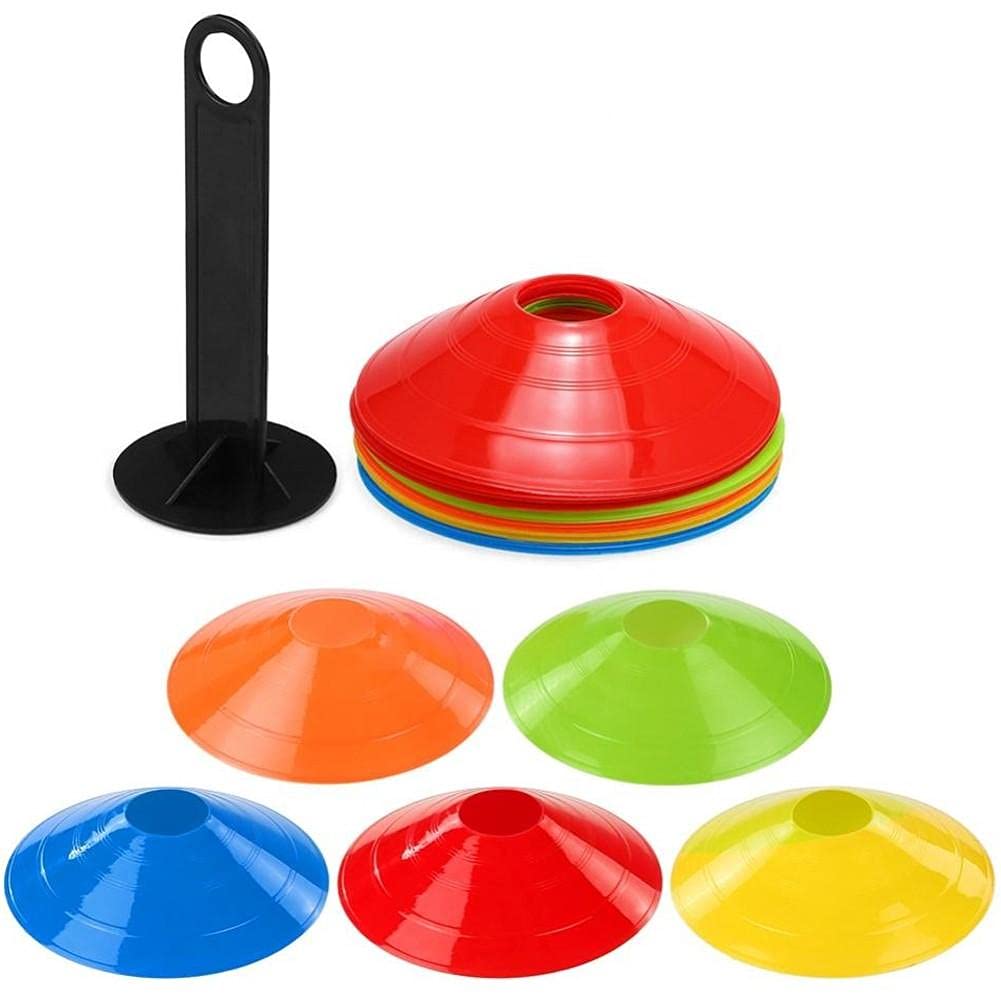 25 Cônes de Football d'Agilité avec Support Plastique pour Enfant