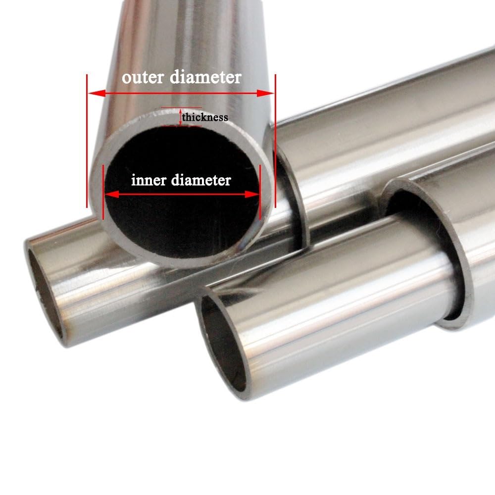 Edelstahlrohr Länge: 20 Zoll, gerades Edelstahlrohr, Außendurchmesser 6,5, 7, 8, 9, 10, 11, 12, 13, 14, 15, 16, 17, 18, mm Rohr, rundes Metallrohr, 1 Stück(20mm x 12mm)