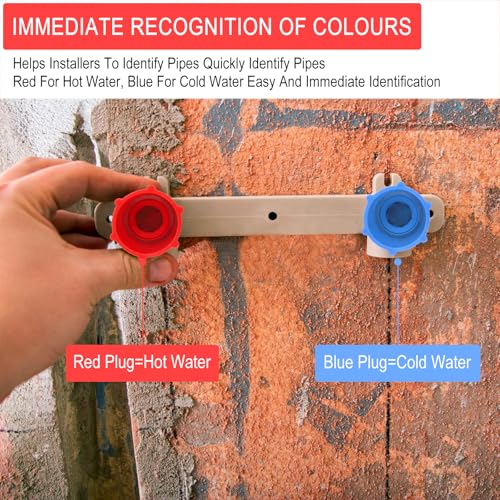 APOMOONS 2 Piece Construction Plug 1/2 Inch Plastic Plumbing Pipe (Red & Blue),Bouchon de Construction pour Tuyau de Plomberie 1/2 in pour Fermer les Tuyaux d’eau Pendant la Rénovation