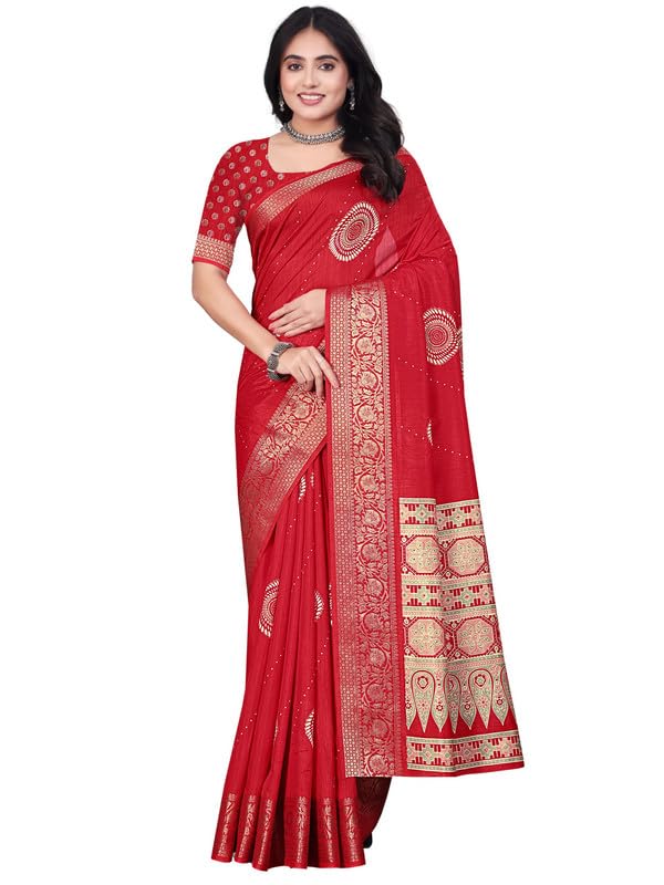 Women Dola Silk Traditional Saree with Intricate Jacquard Weaving and Contrast Border | Premium Ethnic Saree with Running Blouse Piece for Special Occasions-picture-30
