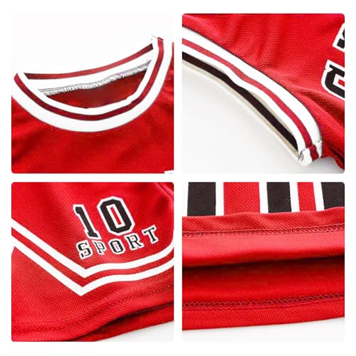 Image of Toddler Kids Sports Shorts Set Baby Boys Girls Basketball Jersey Outfit Tracksuit Tank Top Mesh Track Shorts
