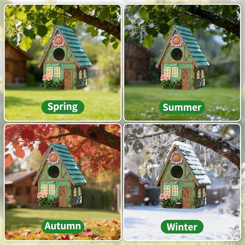 image for MINWOLF Bird Houses for Outside Cottage-Style Hanging Birdhouse with F
