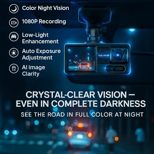 Image of Maizic Smarthome Navic ProView 3 WiFi 3-Channel Dash Cam 1080Px3 | 3 inch Display | 170 Wide Angle | Night Vision | Motion Detection | Loop Recording | Parking Mode | G-Sensor | App & SD Card Support
