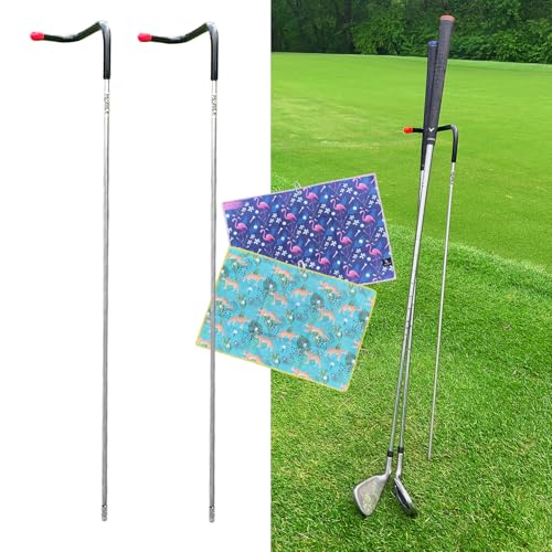 2 Pack V-Shaped Golf Club Stand Keeps Your Clubs Clean Dry & Visible V-Stick Club Stand Made of Highly Durable Stainless Steel - Easy to Carry Golf Club Holder (Black)