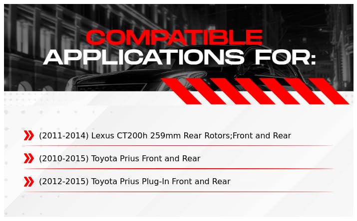 Image of R1 Concepts Front and Rear Brake Kit Fits 2011-2014 Lexus CT200h; 2010-2015 Toyota Prius| Ceramic Pads, Blank Rotors| Hardware| 10.0 inch Front & 10.2 inch Rear