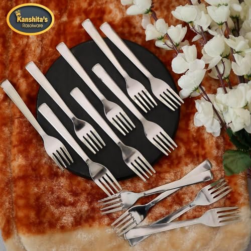 Image of Kanshita's Rasoiware Stainless Steel Tea Fork Set | Pack of 6 | Food-Grade & Durable Cutlery