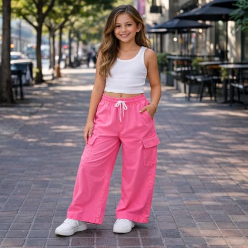 Image of T2F Girls Cotton Baggy Fit Cargo Pants (Pack of 3)