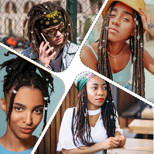 50 piezas de joyería plateada para cabello y trenzas miniatura 4