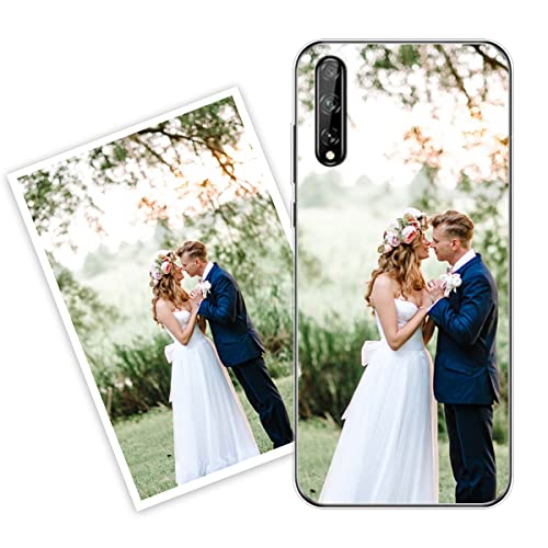 Sunrive Personalizzate Cover compatibile con Huawei P Smart S personalizzabile con Foto Testi Frase Logo Disegni e Grafiche Personalizzata, assorbimento degli urti morbido TPU trasparente