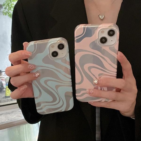 Image of PEEPERLY Back Cover Case for iPhone 13 Pro Max Soft TPU, Shockproof Protective Artistic Colored Striped Back Case(Blue)