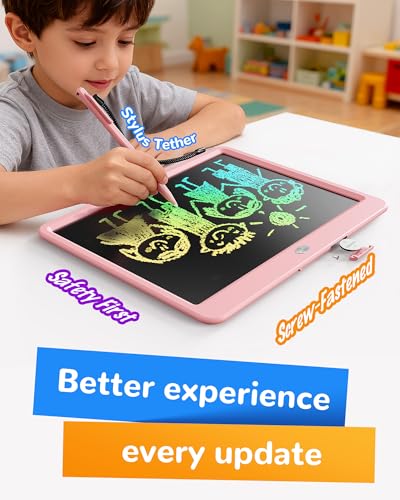 Image of KOKODI LCD Writing Tablet, 12 Inch Colorful Toddler Doodle Board Drawing Tablet, Erasable Reusable Electronic Drawing Pads, Educational and Learning Toy for 3-6 Years Old Boy and Girls(Pink)