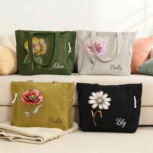 Bolso Tote de Pana Personalizado para Mujer con Cierre miniatura 2