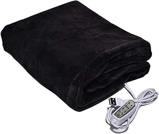 ZTBH Portable Blanket Warm Electric Blanket 3 Tier Portable Winter Warm Soft Plush Blanket (Color : Black)