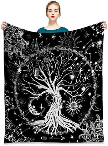 Sun and Moon Tree Blanket - Bohemian Mandala Decor Room and Couch，Bed Plush Throw Super Soft Fuzzy Flannel Fleece Throws Blanket for Kids Teen Adult Boys Gifts(50*60)