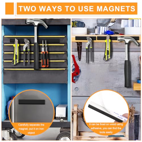 Image of MIKEDE Black Magnets, 30 Pack Strong Neodymium Magnet Bar, Heavy Duty Rare Earth with Adhesive Backing, Powerful Bar for Crafts Kitchen DIY Science Office - 2.36 x 0.4 x 0.2in