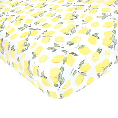 Image of Hudson Baby Unisex Baby Cotton Fitted Crib Sheet, Lemon, One Size