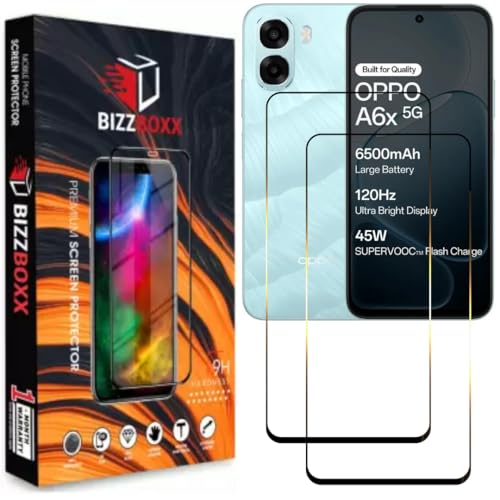 Image of Screen Guard Compatible with Oppo A6X 5G Tempered Glass Screen Protector Guard - HD Clarity, Anti-Fingerprint (For Oppo A6x - 6.75 inch) With Installation Kit - Pack of 2