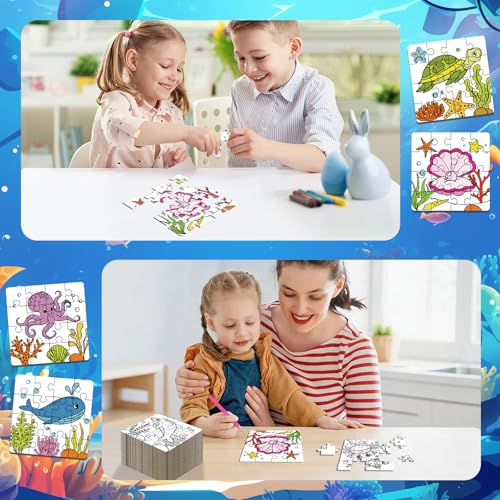 24 Puzzles Under the Sea para Colorear | 5.11 Pulgadas Puzzles DIY Papel Tema Océano miniatura 5