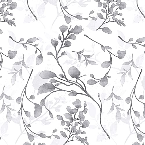 Orainege Gray Floral Peel and Stick Wallpaper Floral Contact Paper