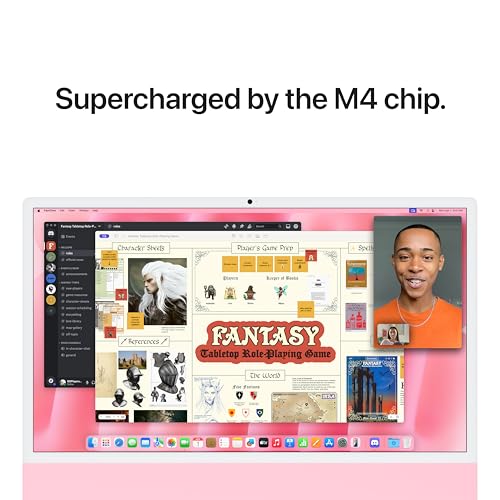 Image of Apple 2024 iMac All-in-One Desktop Computer with M4 chip with 10-core CPU and 10-core GPU: Built for Apple Intelligence, 60.96 cm (24″) Retina Display, 16GB Unified Memory, 256GB SSD Storage; Pink